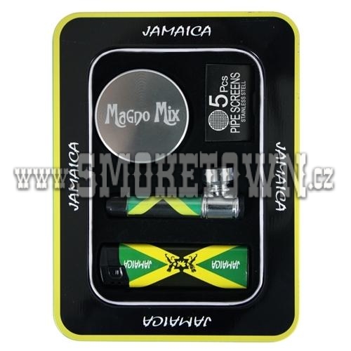 Jamaica Metal Pipe Giftset with Magno Mix 2Part Grinder and Lighter