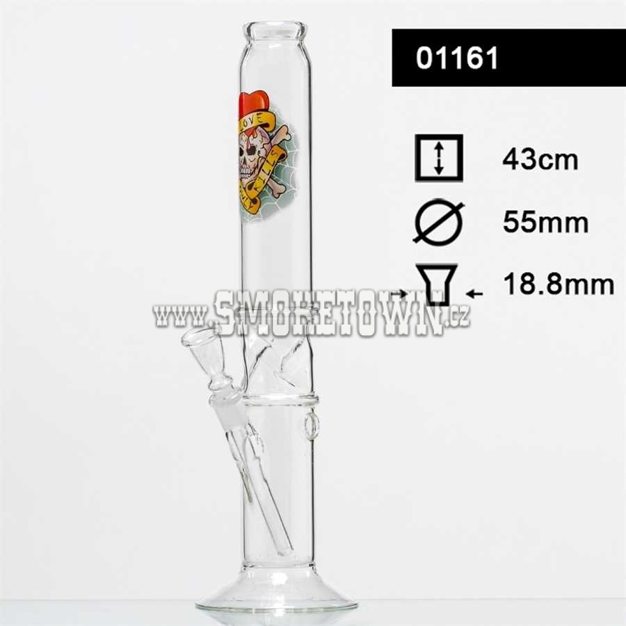 Tattoo Heart Skull ICE Glass Bong Straight 43cm