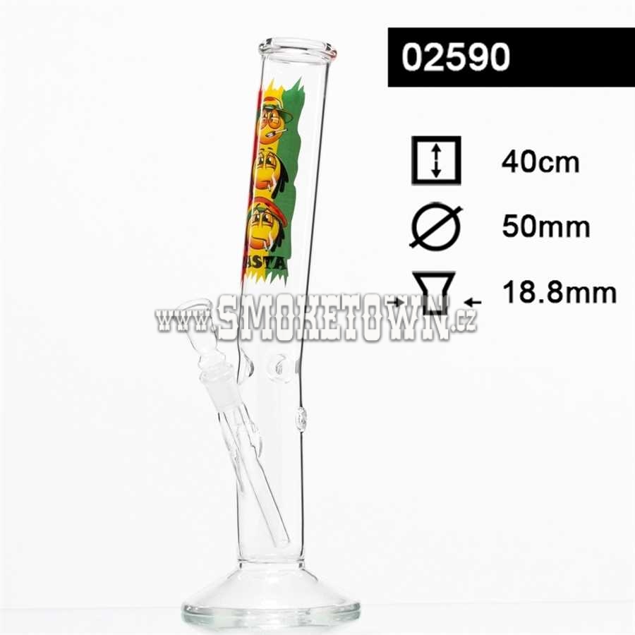 Rasta Smiley Hangover ICE Glass Bong Curved 40cm