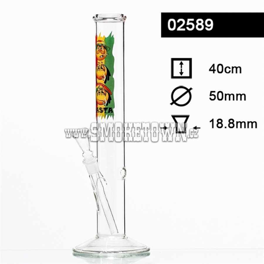 Rasta Smiley Cane Glass Bong Straight 40cm
