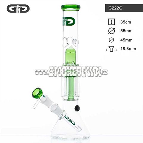 Grace Glass Beaker Icebong 6-Arm Percolator Green 35cm