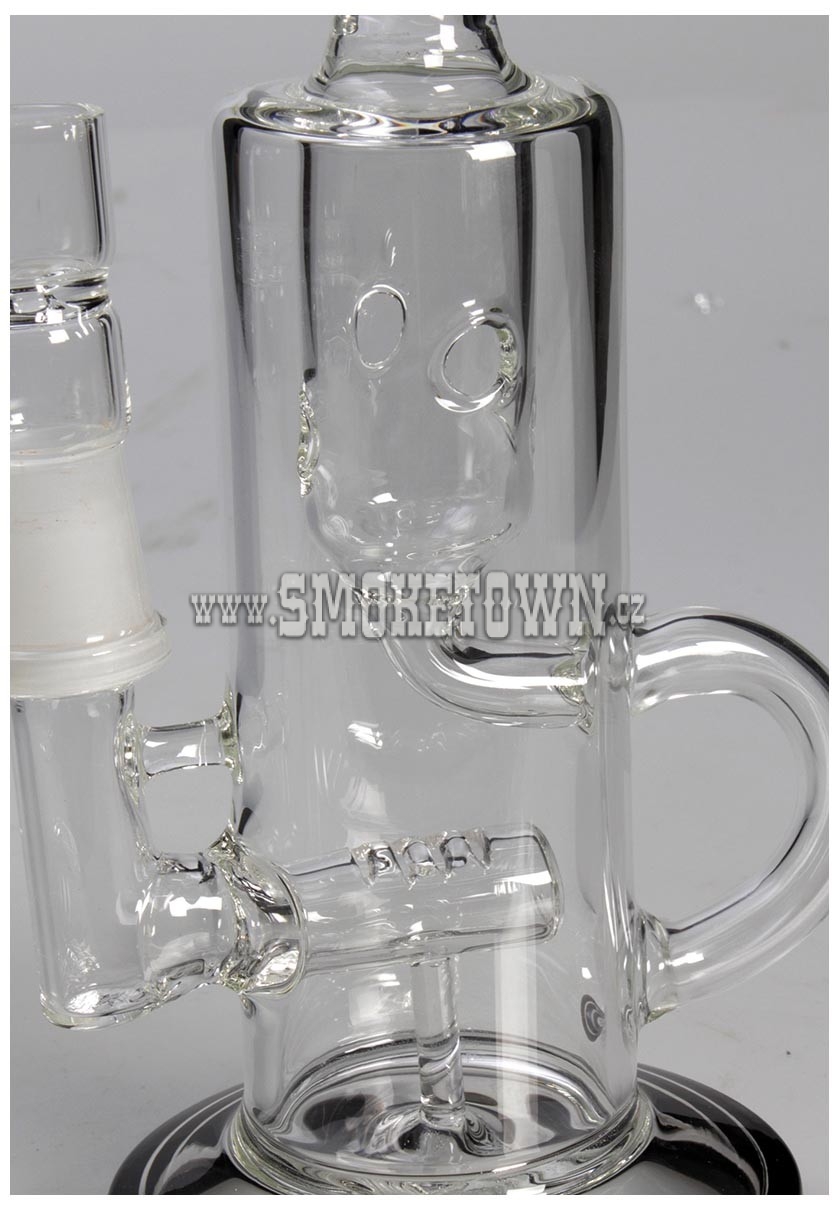 Black Leaf Recycler Glass Bong with Percolator Black 24,5cm
