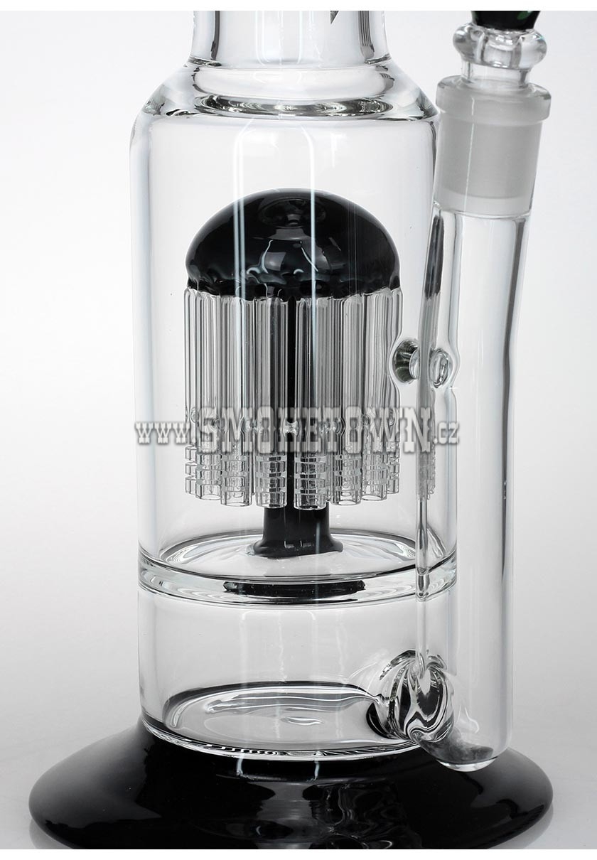 Black Leaf Glass Bong 24-Arm Percolator Black 38cm