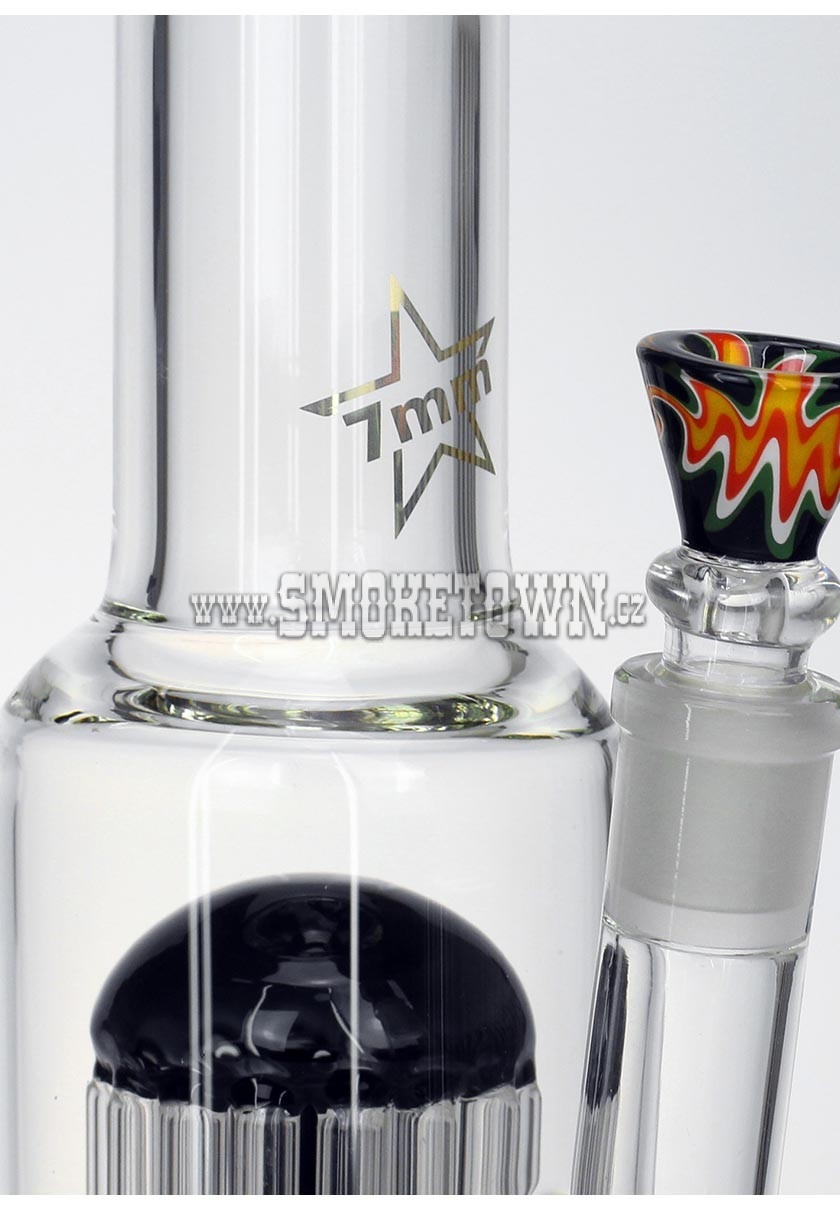Black Leaf Glass Bong 24-Arm Percolator Black 38cm