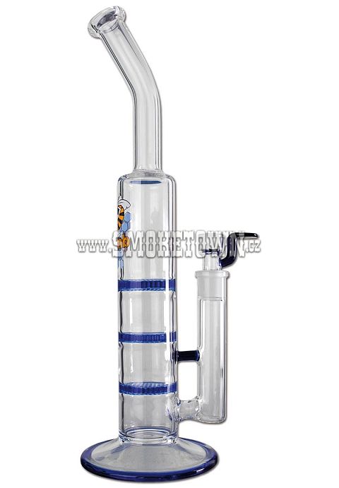 Black Leaf Glass Bong 3xHoneyComb Blue 41cm