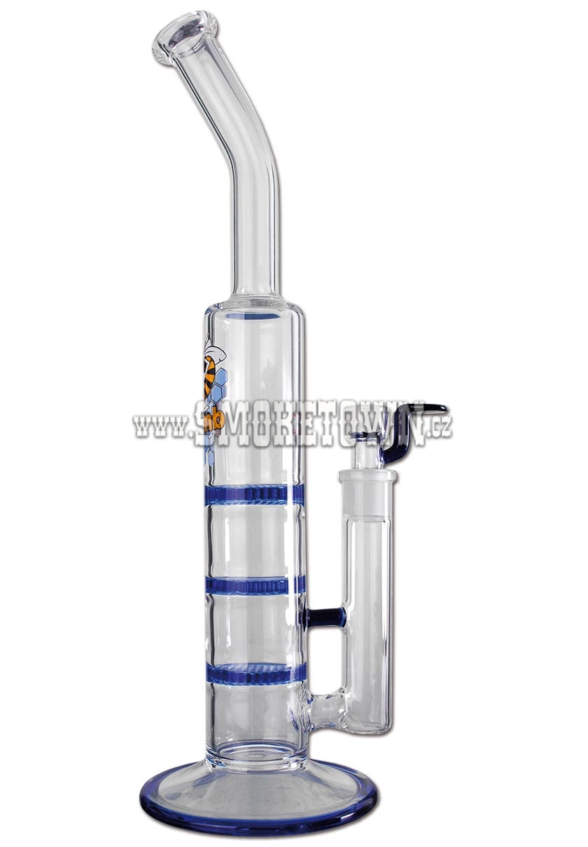 Black Leaf Glass Bong 3xHoneyComb Blue 41cm
