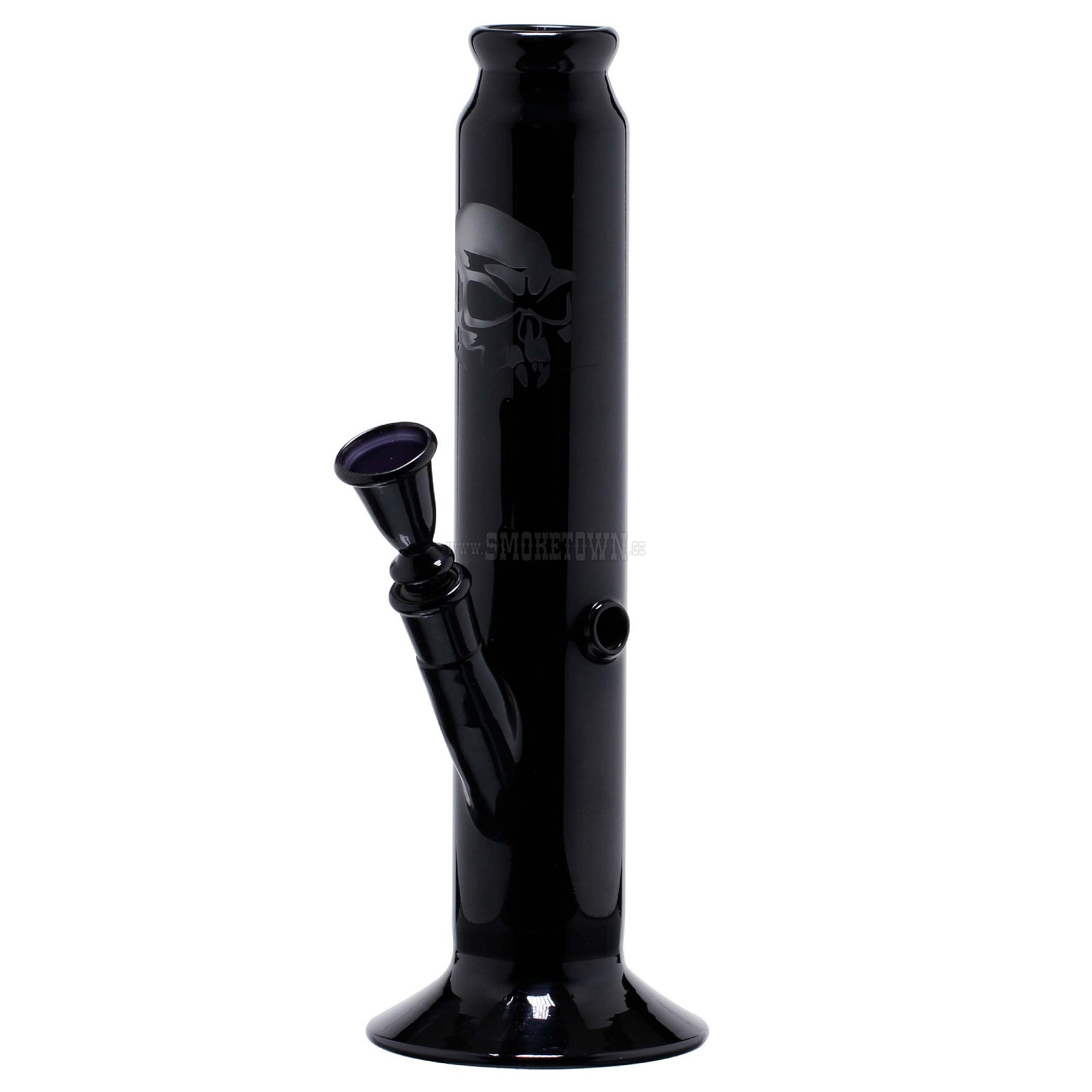 Black Art Skull Glass Bong Black Straight 32cm