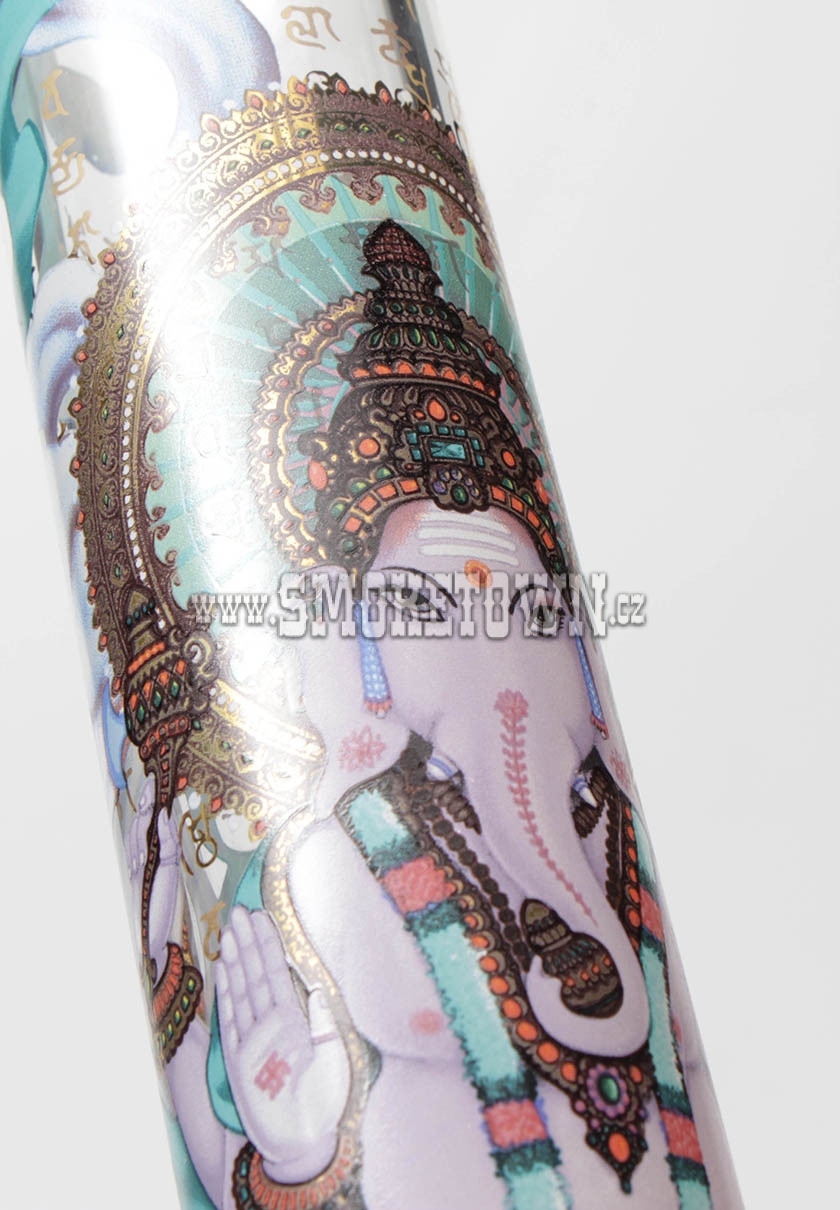 Black Leaf Ganesha Glass Bong All-Over Print Straight 45,5cm
