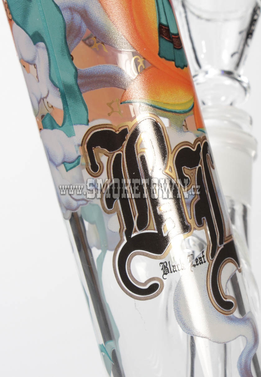 Black Leaf Ganesha Glass Bong All-Over Print Straight 45,5cm