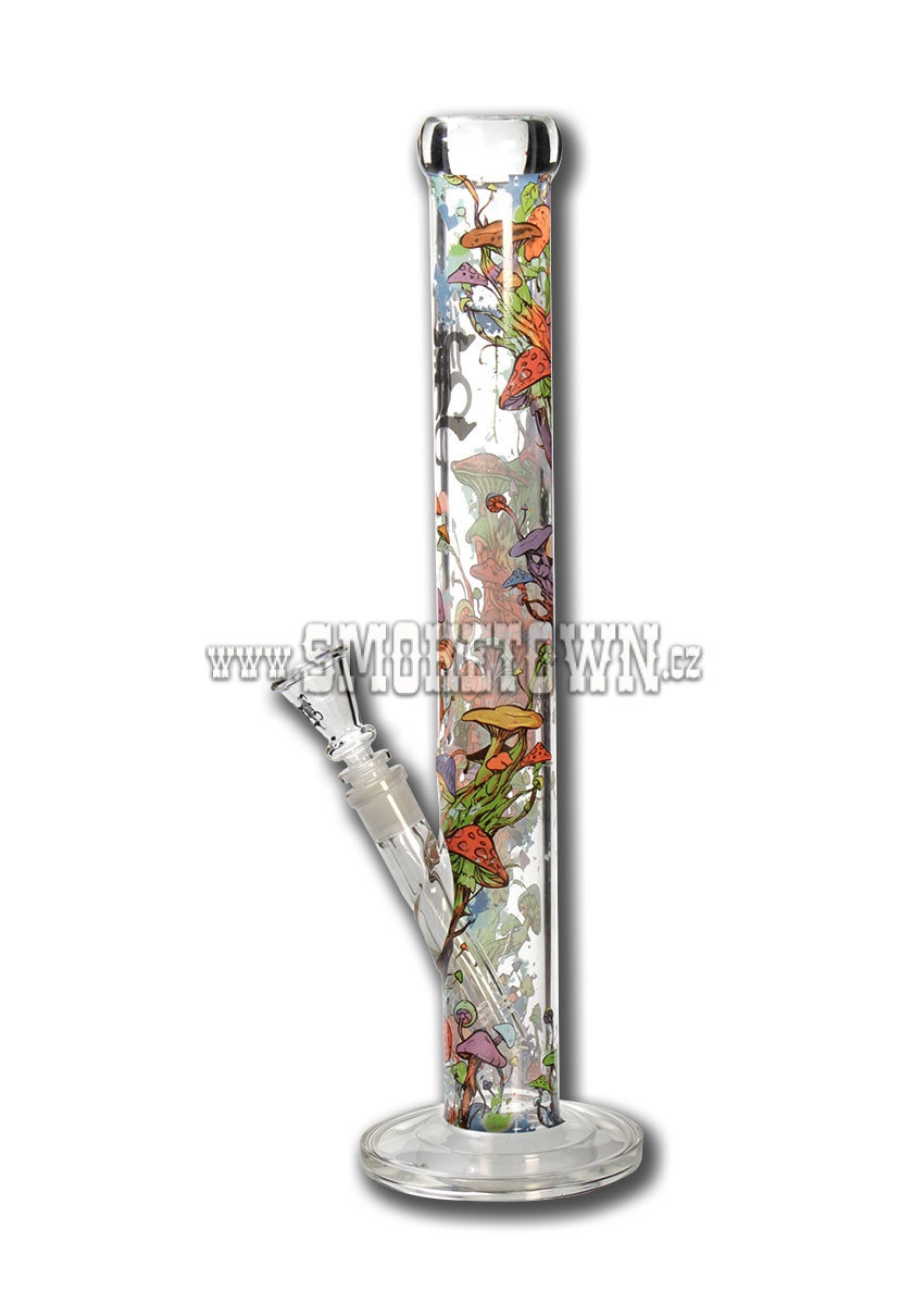 Black Leaf Mushroom Tree Glass Bong All-Over Print 45,5cm