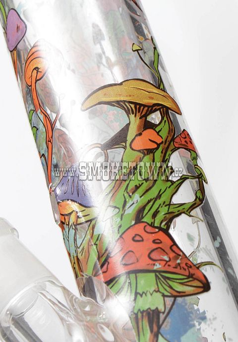 Black Leaf Mushroom Tree Glass Bong All-Over Print 45,5cm