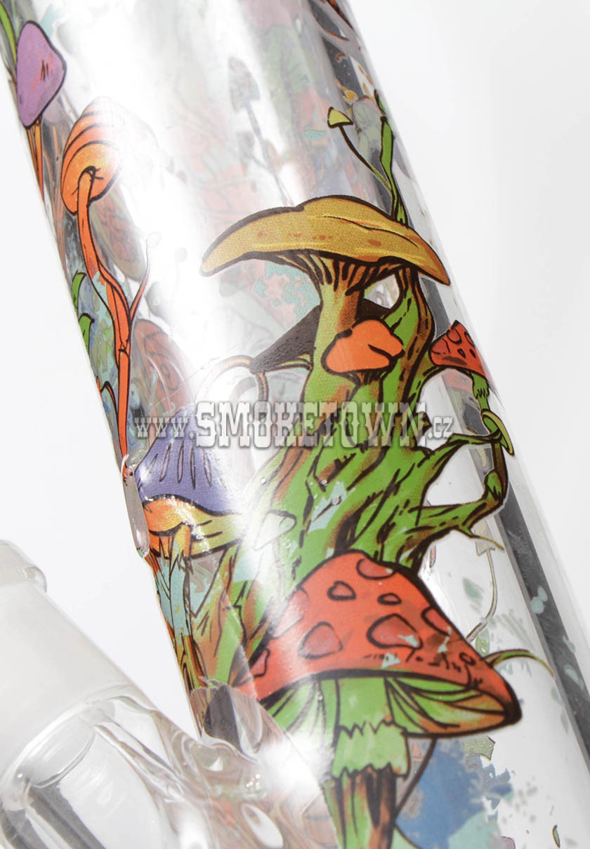 Black Leaf Mushroom Tree Glass Bong All-Over Print 45,5cm