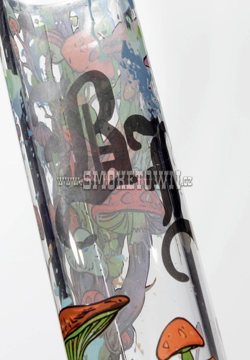 Black Leaf Mushroom Tree Glass Bong All-Over Print 45,5cm