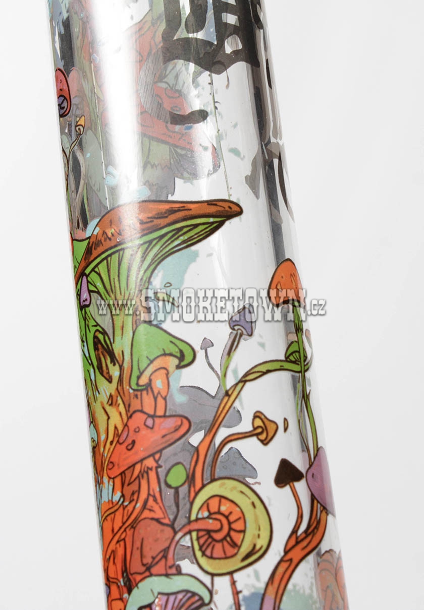 Black Leaf Mushroom Tree Glass Bong All-Over Print 45,5cm