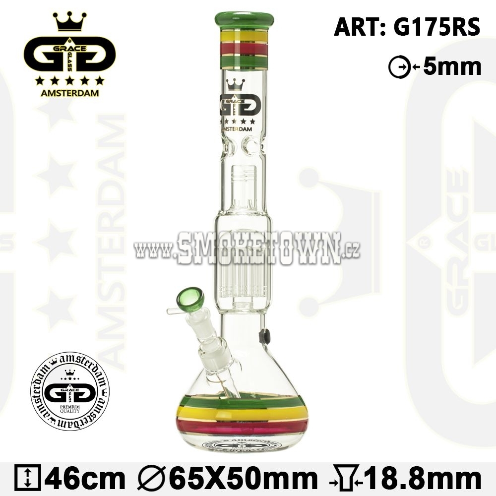 Grace Glass Rasta Icebong 10-Arm Percolator 47cm