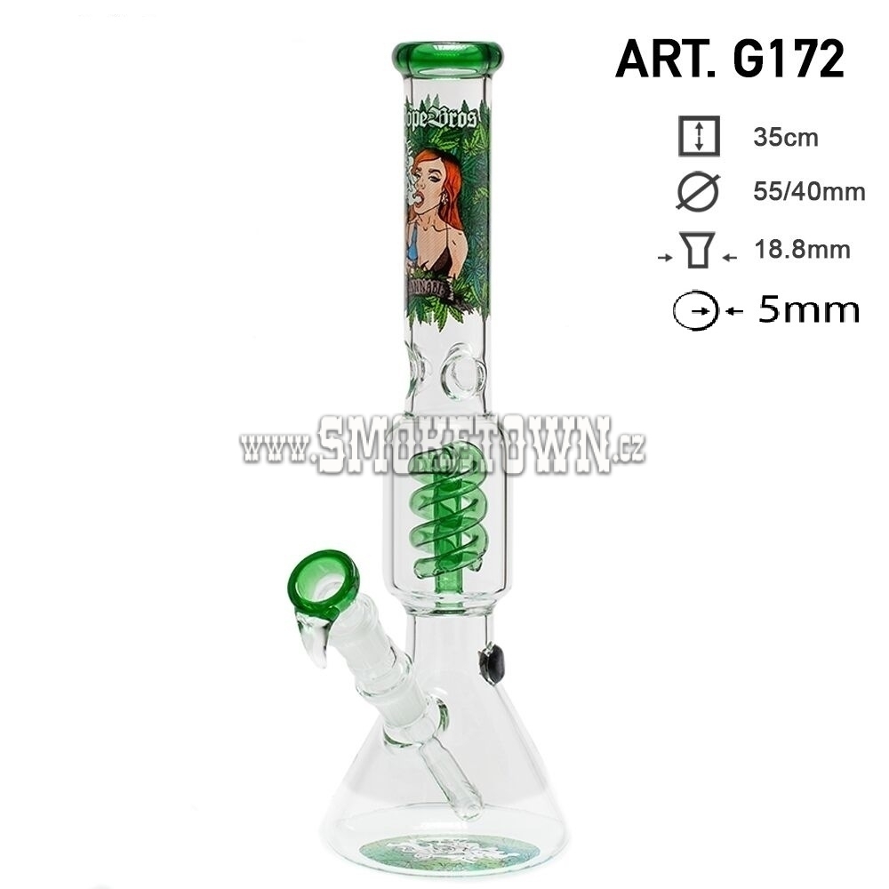 Dope Bros Grass Icebong Spiral Percolator Green 35cm