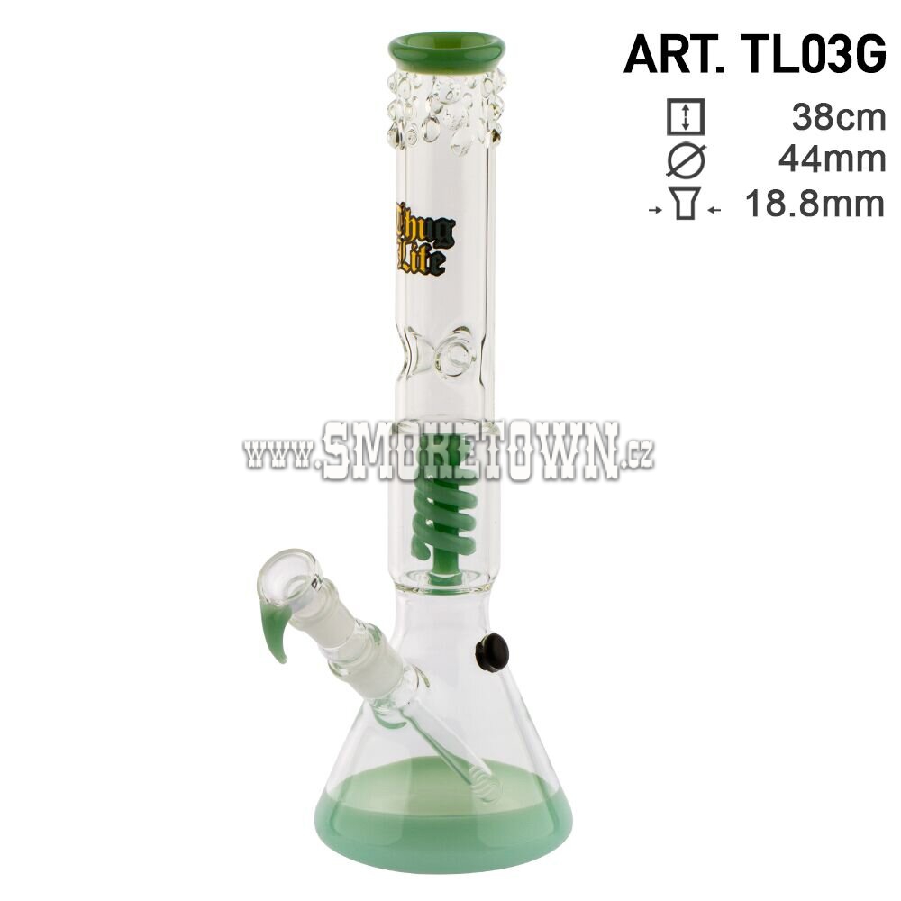 Thug Life Beaker Icebong Spiral Percolator Green 38cm