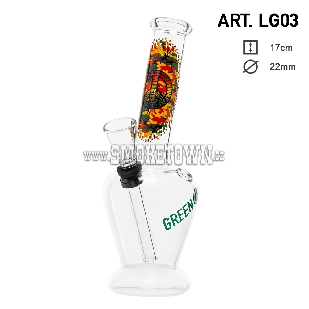 Greenline Camo Peace Glass Bong Flask 17cm