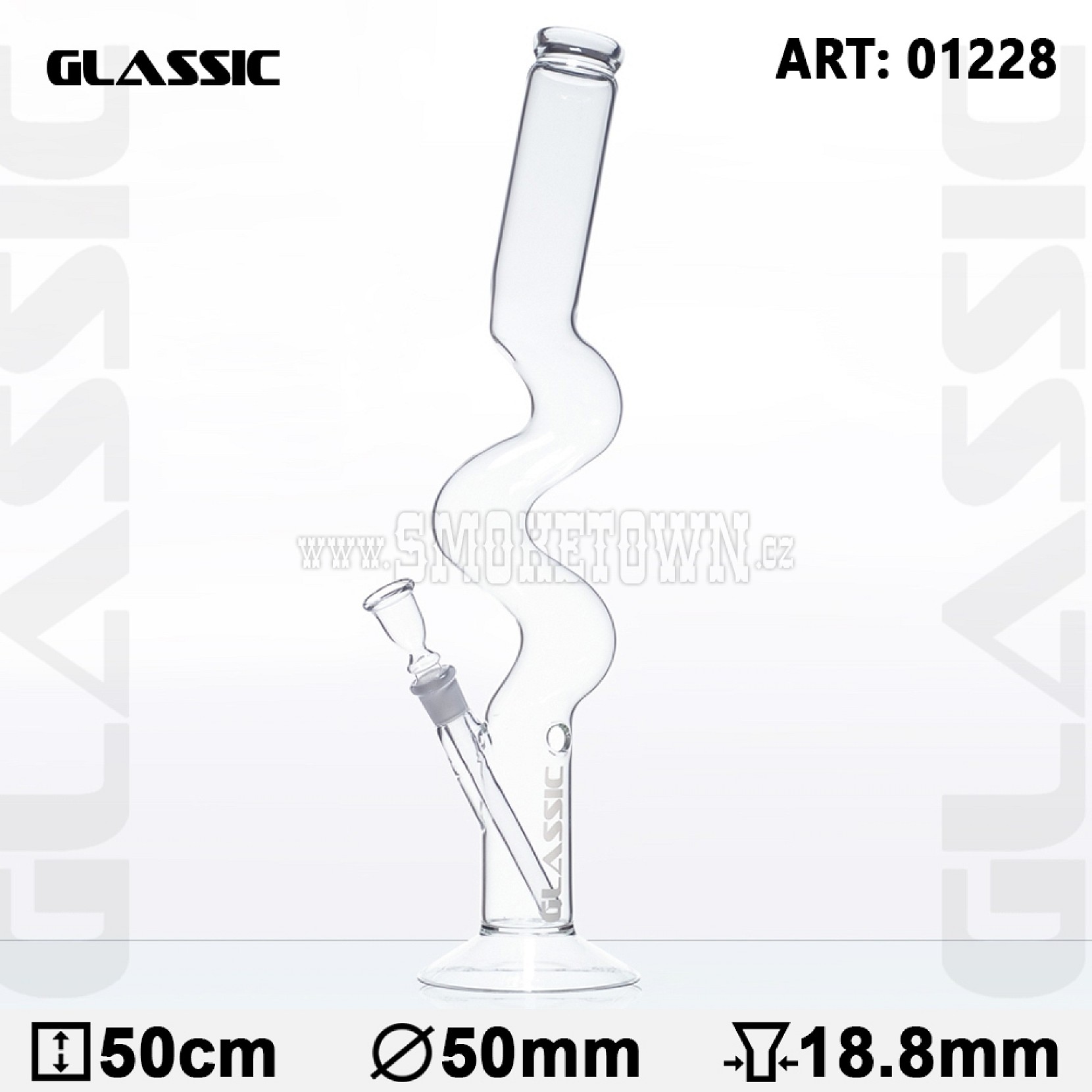 Glassic Bowel Glass Bong Curved 50cm