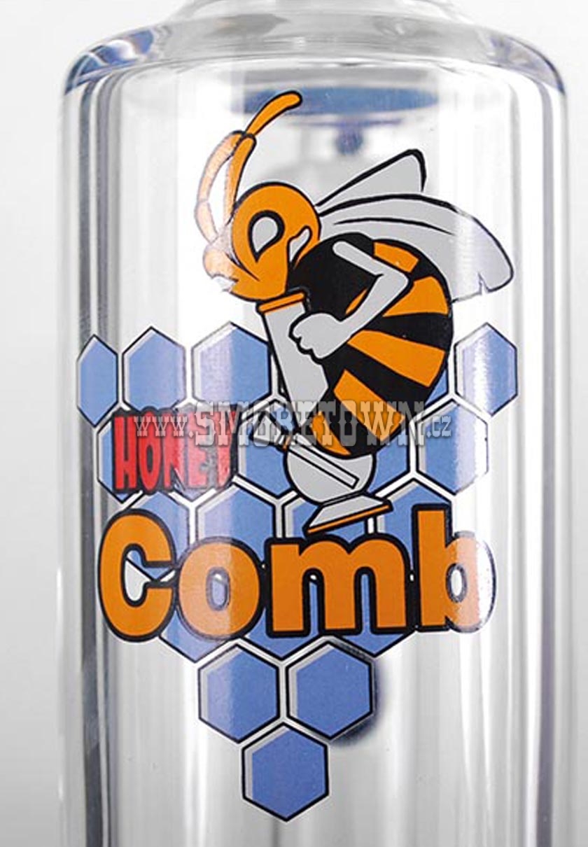 Black Leaf Glass Bong with Double HoneyComb 32cm
