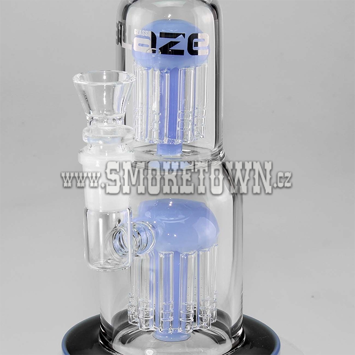 Blaze Glass Glass Bong 2x Tree Perco Black Blue 30cm