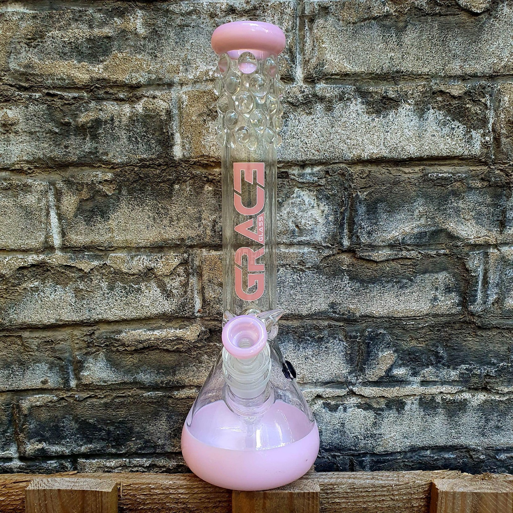 Grace Glass Pearl Glass Pink 40cm