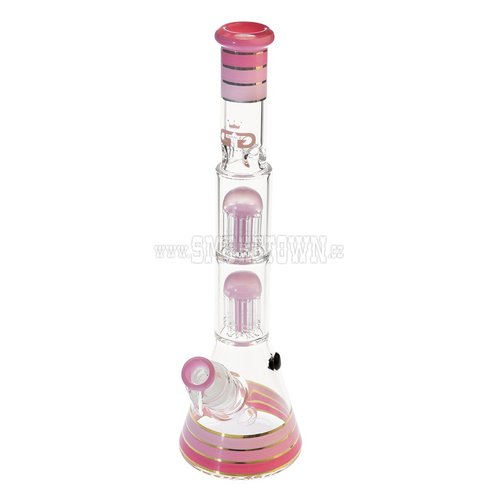 Grace Glass Golden Line Tower Pink Beaker Tree arm perc Bong 40cm