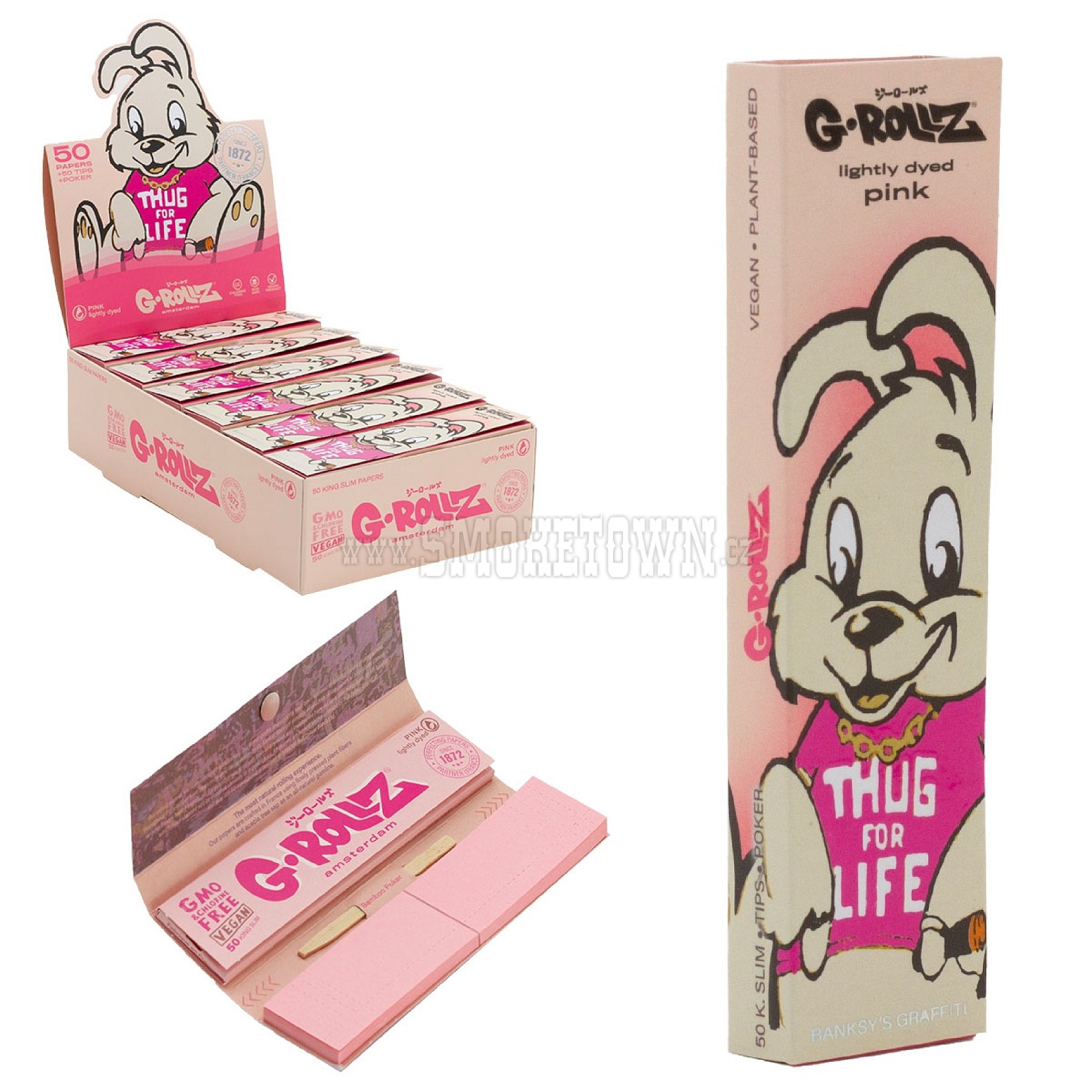 G-ROLLZ Banksy Graffiti Thug For Life Pink - 50 KS Papers + Tips