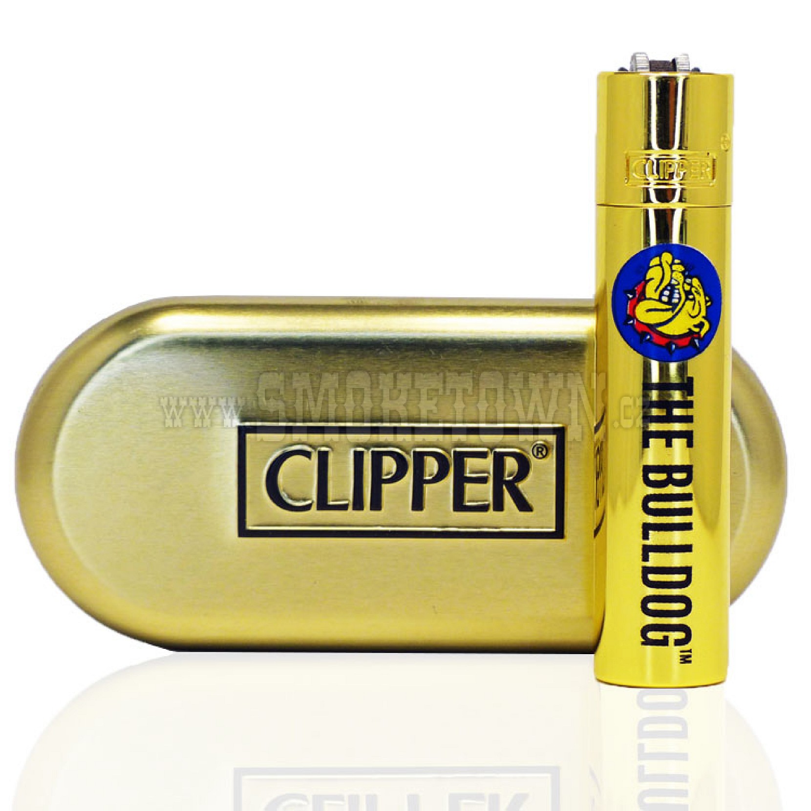 KOVOVÝ CLIPPER THE BULLDOG S KRABIČKOU ZLATÝ
