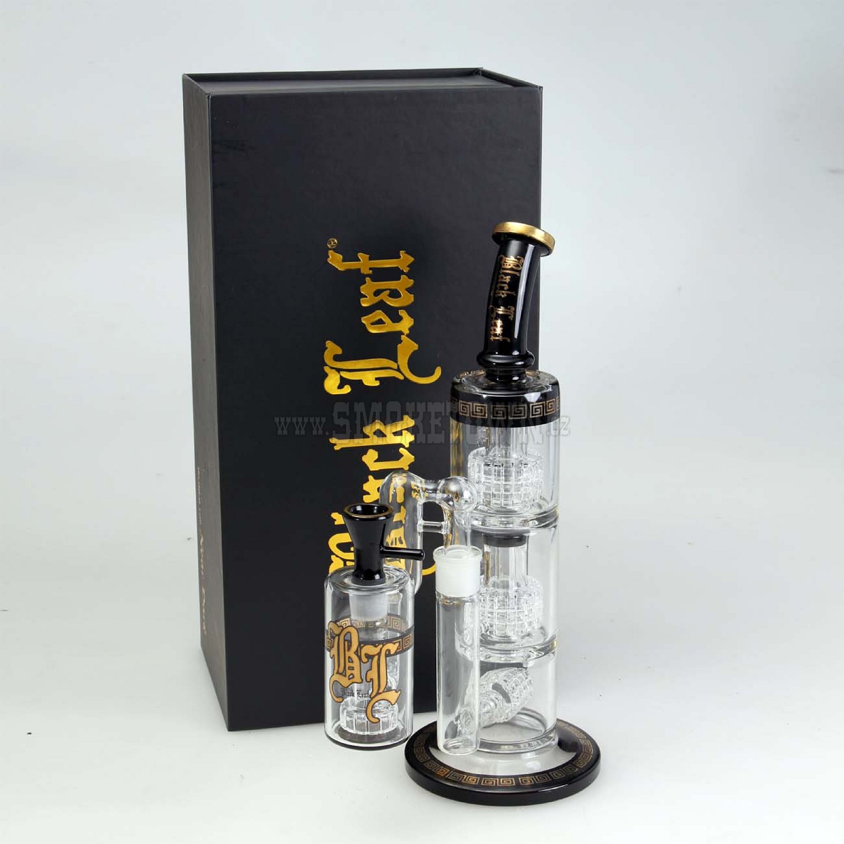 Black Leaf Boxed Bong Precooler 3x Drum Perc 33cm