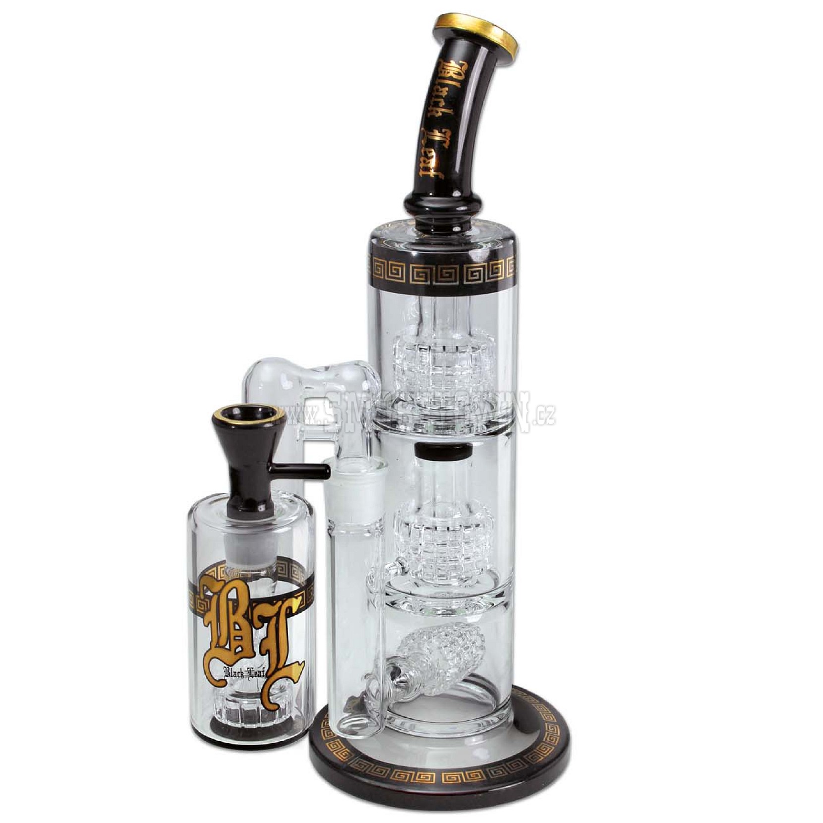Black Leaf Boxed Bong Precooler 3x Drum Perc 33cm