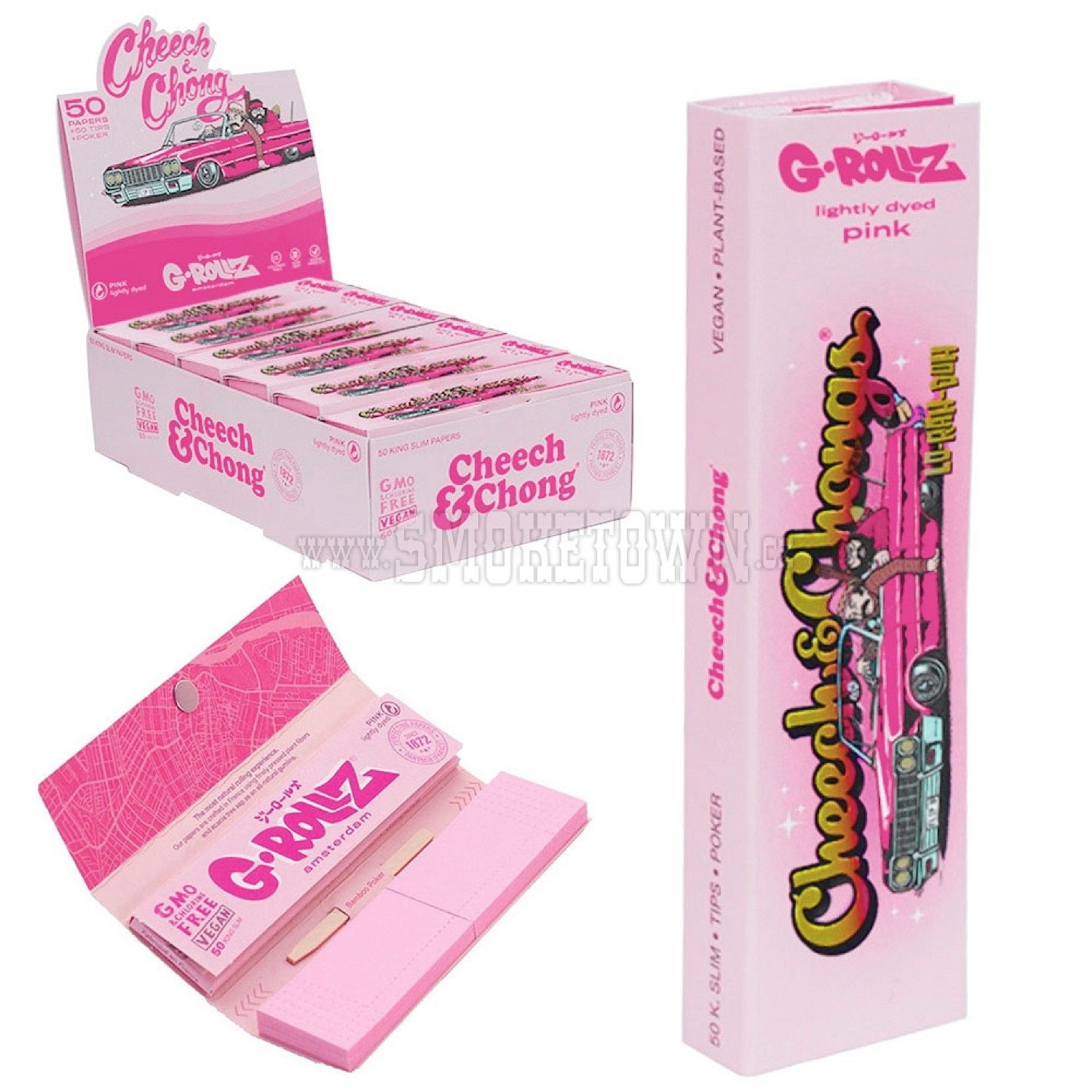 G-Rollz Cheech & Chong Lowrider Pink KS Papers + Tips