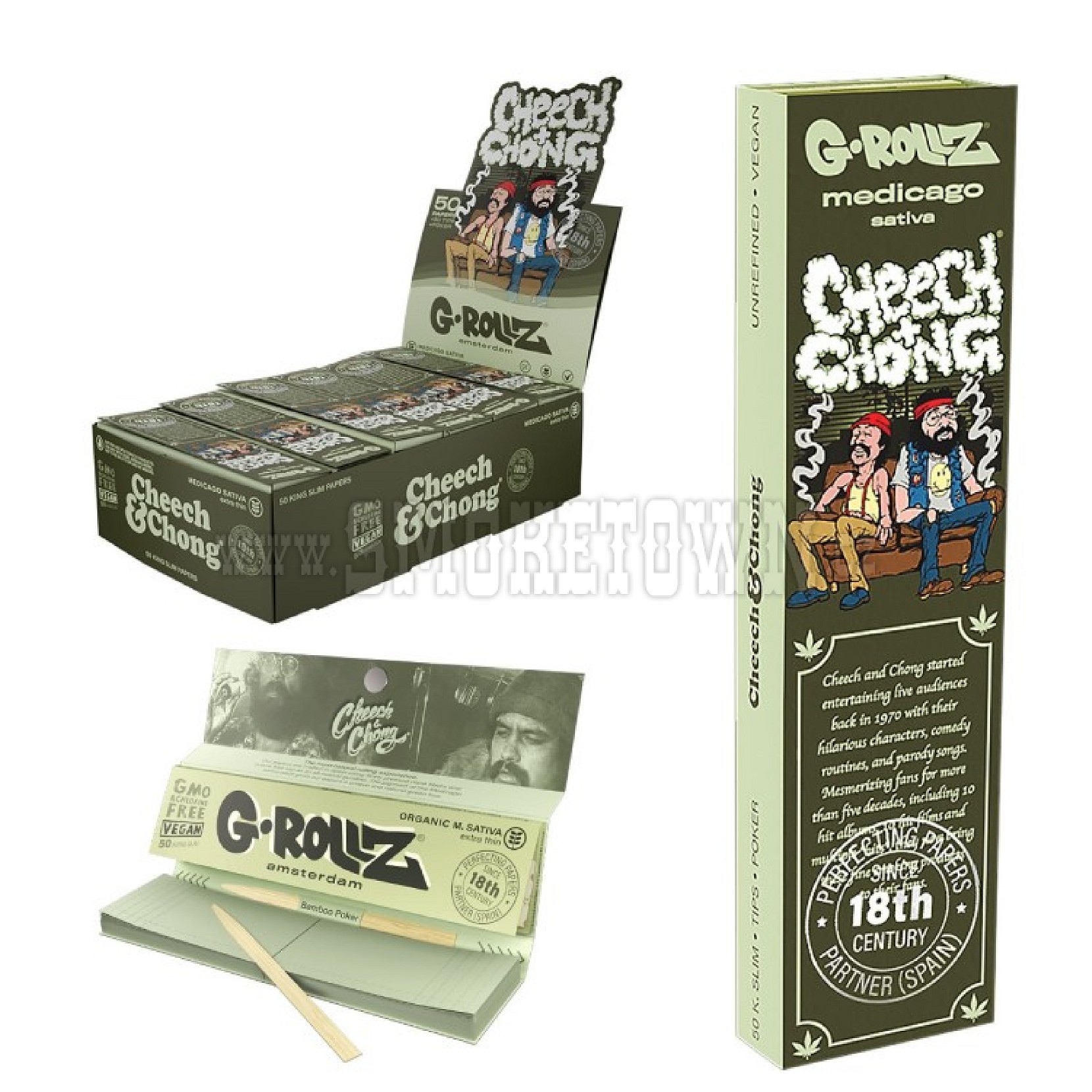 G-Rollz Cheech & Chong Sofa Medicago Sativa KS Slim Papers + Tips