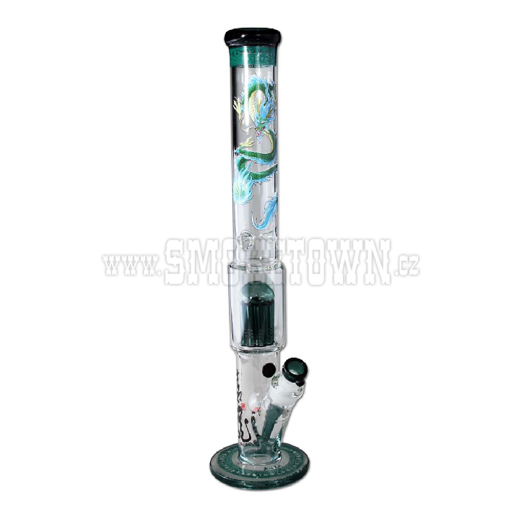 Black Leaf Cylinder Bong 10-Arm Tree Perc QINGLONG