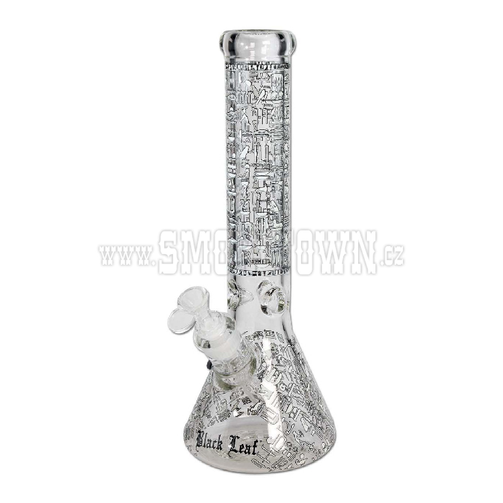 Black Leaf Hieroglyphs Beaker Bong Ice Glow 7mm