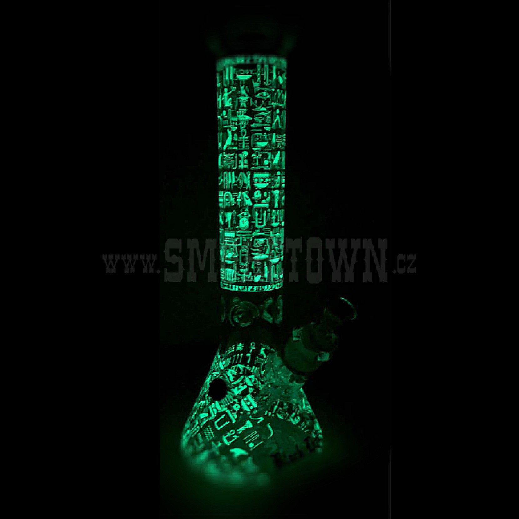 Black Leaf Hieroglyphs Beaker Bong Ice Glow 7mm