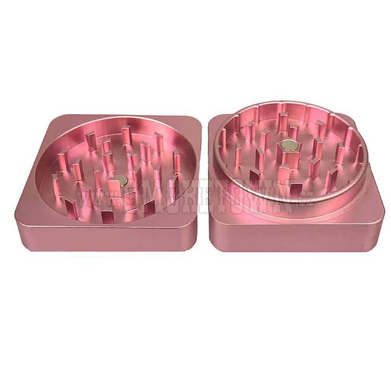 Best Buds Flat Square Aluminium Grinder Flamingo 2 Parts (50mm)