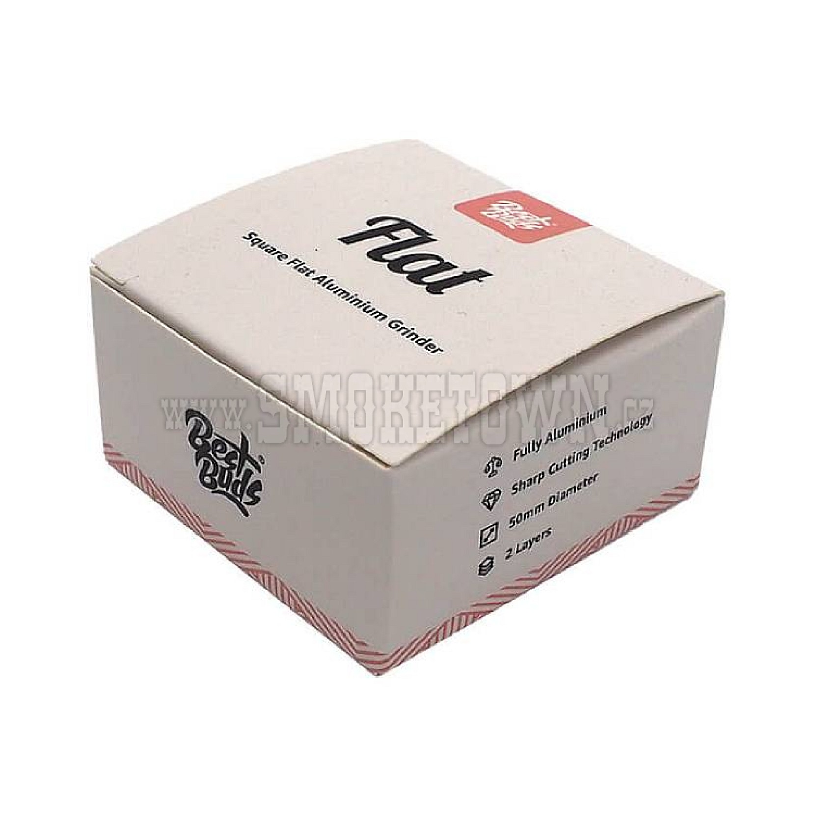 Best Buds Flat Square Aluminium Grinder Flamingo 2 Parts (50mm)