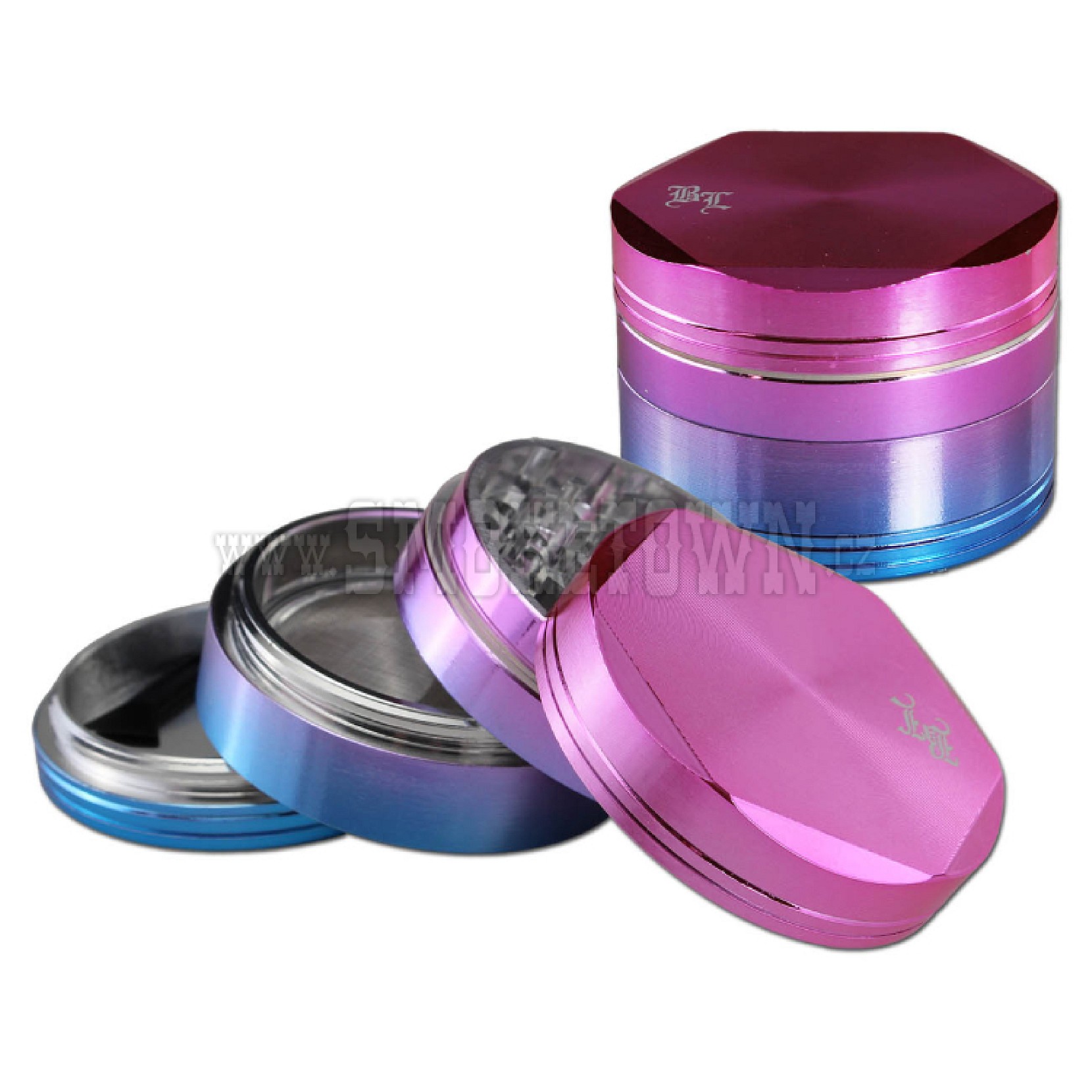 Alu Grinder 4-tlg. pink-blau