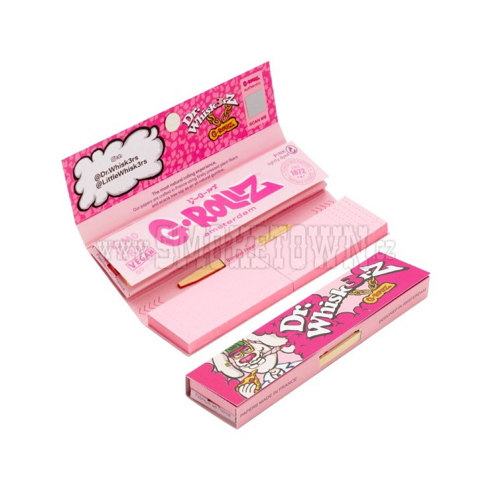 G-Rollz | ´Dr. Whiskerz´ Lightly Dyed Pink - 50 KS Slim Papers + Tips
