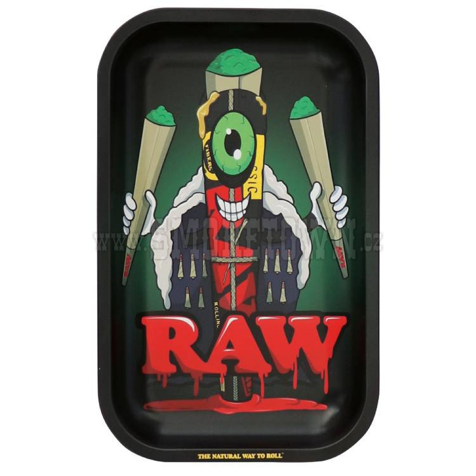 RAW BLACK METAL ROLLING TRAY CONE MONSTER-Podtácek 27,5x17,5cm