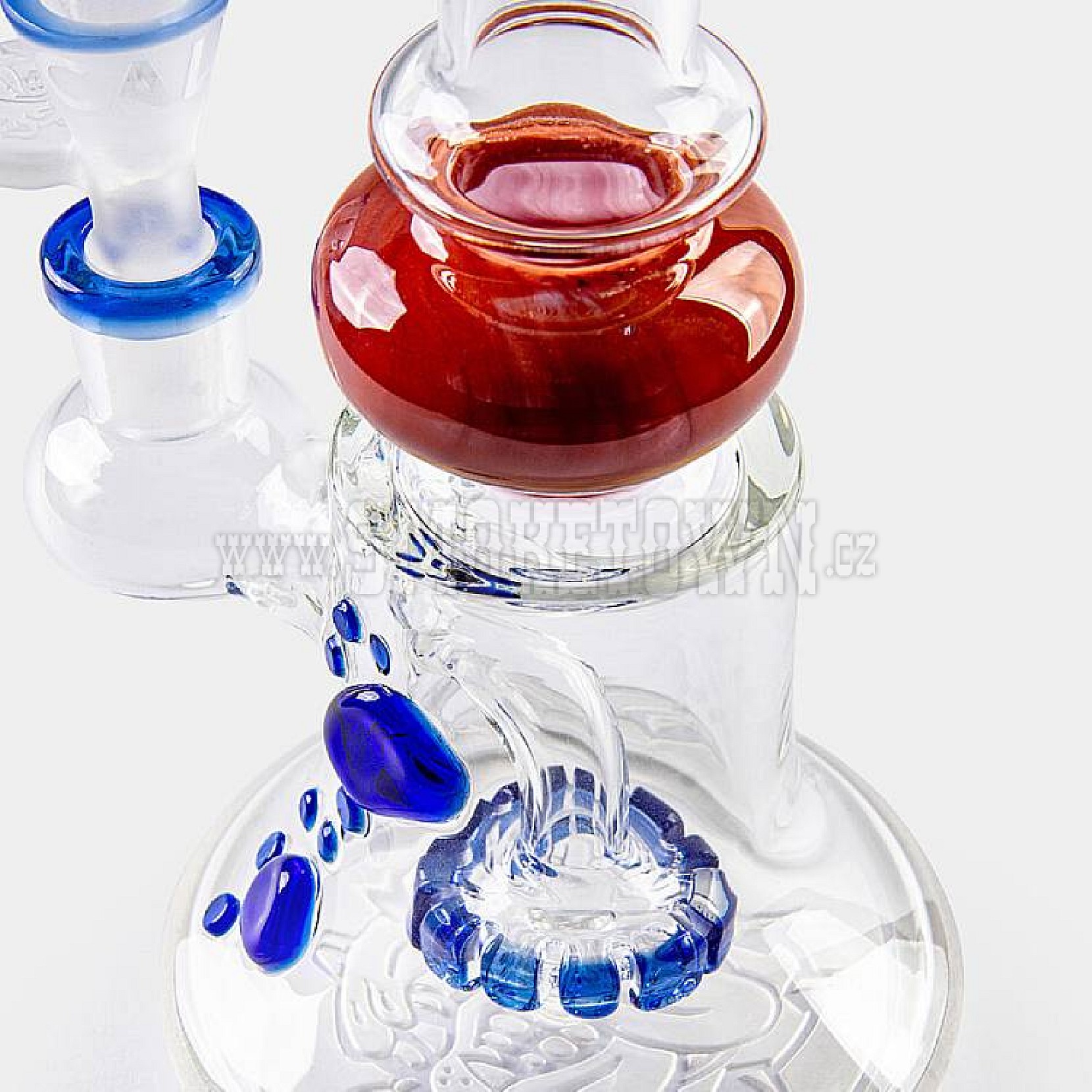 Glass Bong BULLDOG TBA x CALVO 23cm blue+red.