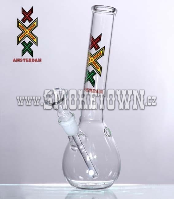 Amsterdam XXX Rasta Glass Bong Flask 21cm