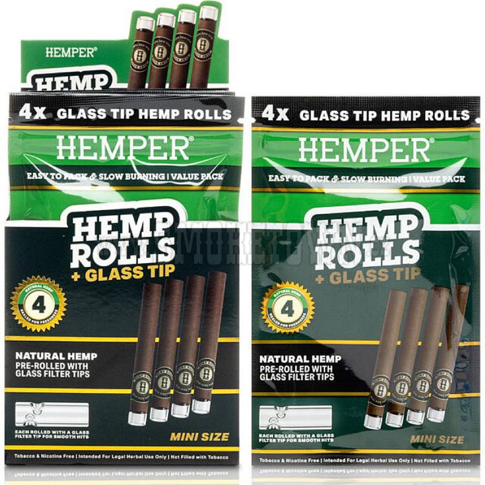 Hemper 4pk Mini Rolls s Glass Tips – Hemp Paper Natural