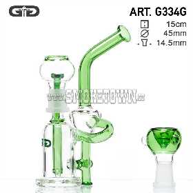 Grace Glass Mini Saxo Bubbler Recycler Glass Bong Green 15cm