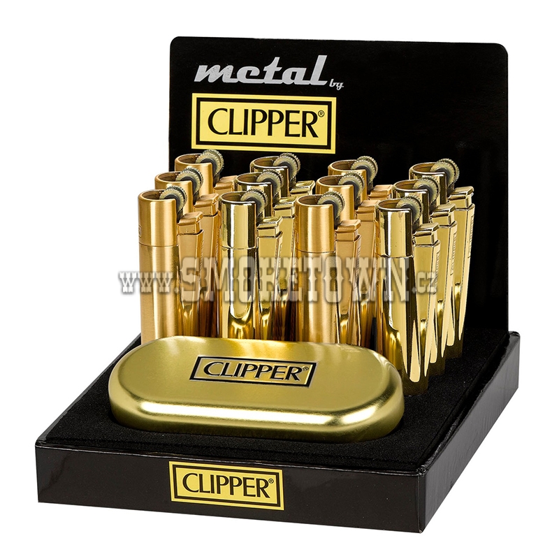 Kovový Clipper s krabičkou zlatý