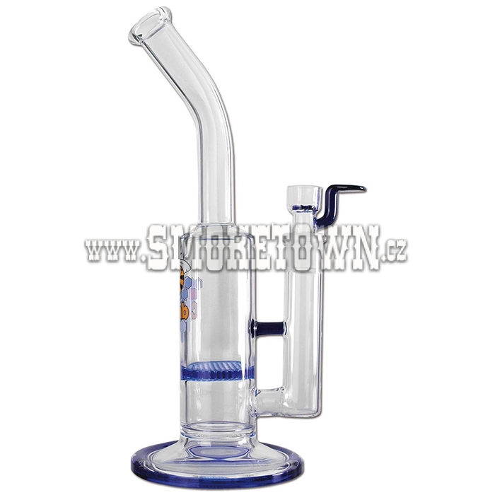 Black Leaf Glass Bong HoneyComb Blue 32cm