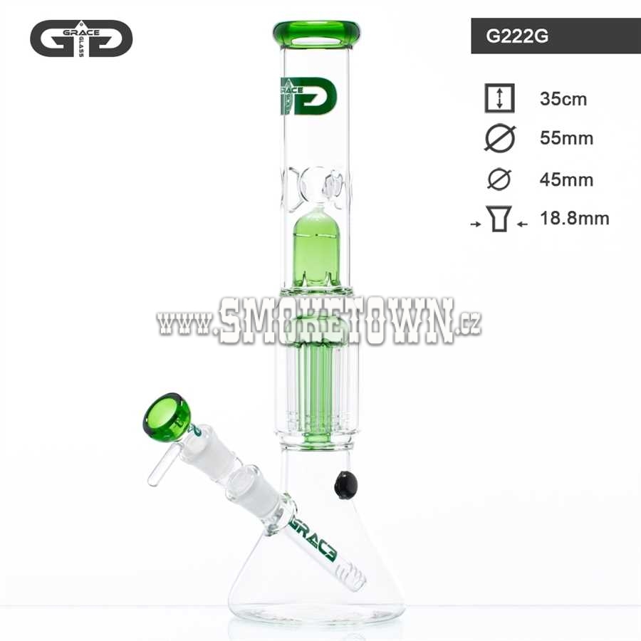 Grace Glass Beaker Icebong 6-Arm Percolator Green 35cm