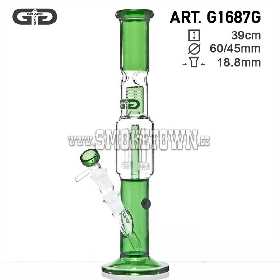 Grace Glass Icebong 2xDrum Percolator Green 39cm