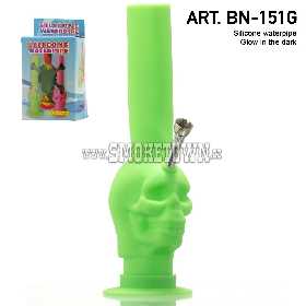 Silicon Bong Glow Skull Green 25cm